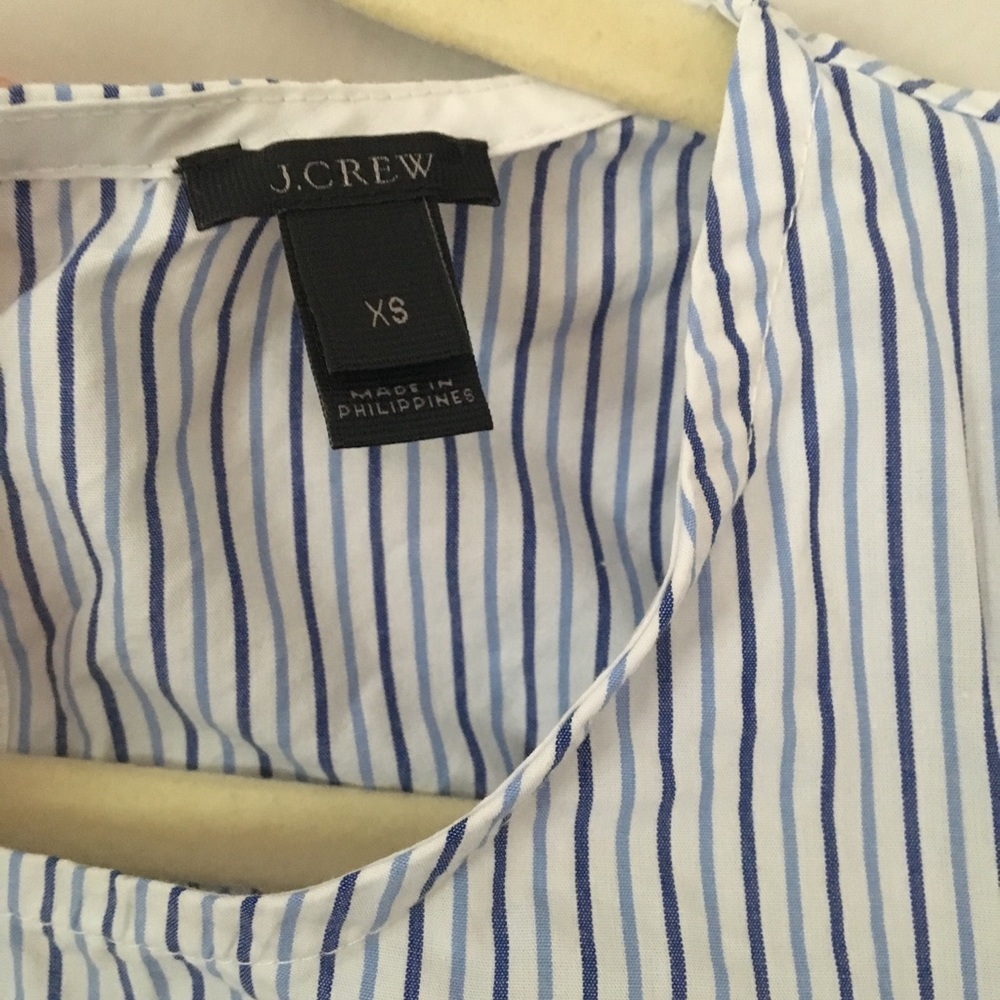 J.Crew Navy Striped Ruffle Shirt - Picture 2 of 2